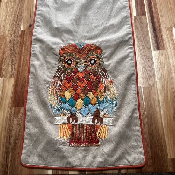 Pier 1 Imports Table Runner Owl Embroidered Measures 13" x 108" $59.95 MSRP - Picture 3 of 12